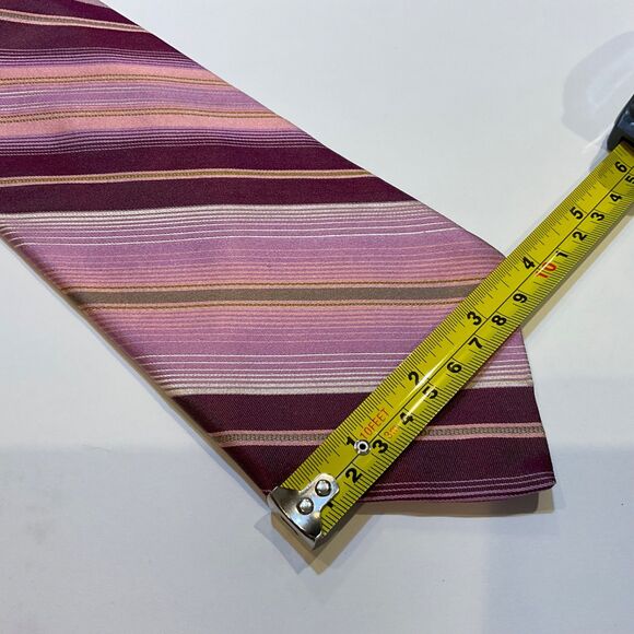 ROBERT TALBOTT Best of Class Silk Repp Tie Luxury Stripe Pink/gold/Mauve USA - Picture 6 of 6